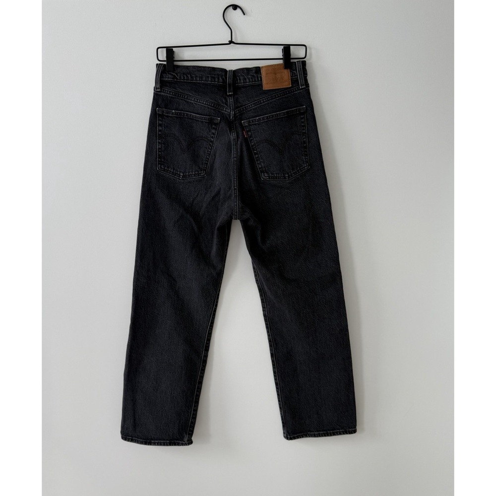 Levis Ribcage Straight Ankle Jeans Womens 29x27 High Rise Button Fly Black Denim - Picture 2 of 8